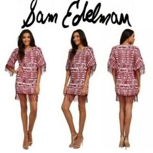 NWT SAM EDELMAN burgundy fringe dress